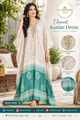 Elegant Gradient & Embroidered Kaftan Dress