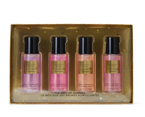 Victoria's Secret Fragrance Mist Collection 4 Piece Shimmer Mini Gift Set, Assorted Scents
